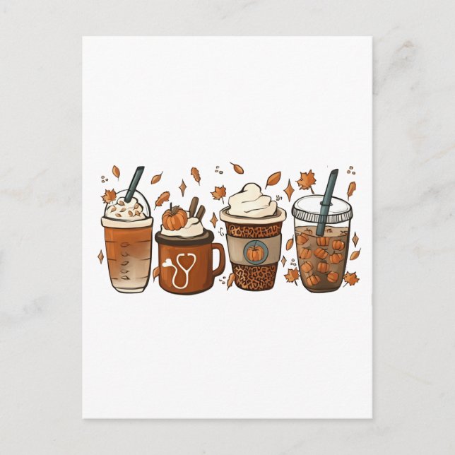 Tis the Latte Season Pumpkin Spice Coffee Autumn  Invitation Postcard (Front)