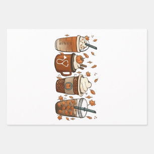 Tis the Latte Season Pumpkin Spice Coffee Autumn  Wrapping Paper Sheet
