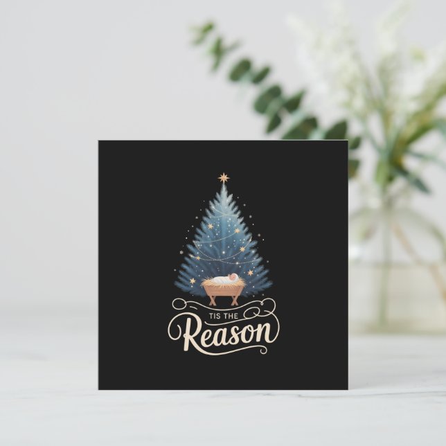 Tis The Reason Christian Religious Christmas Bible Holiday Card (Standing Front)