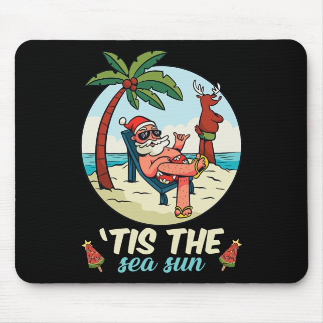 Tis The Sea-sun Christmas In July Beach Summer Chr Mouse Mat (Front)