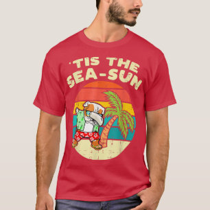 Tis The Sea Sun Dabbing Bulldog Summer Christmas I T-Shirt