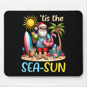 Tis The Sea Sun Hawaiian Santa Claus Christmas In Mouse Mat