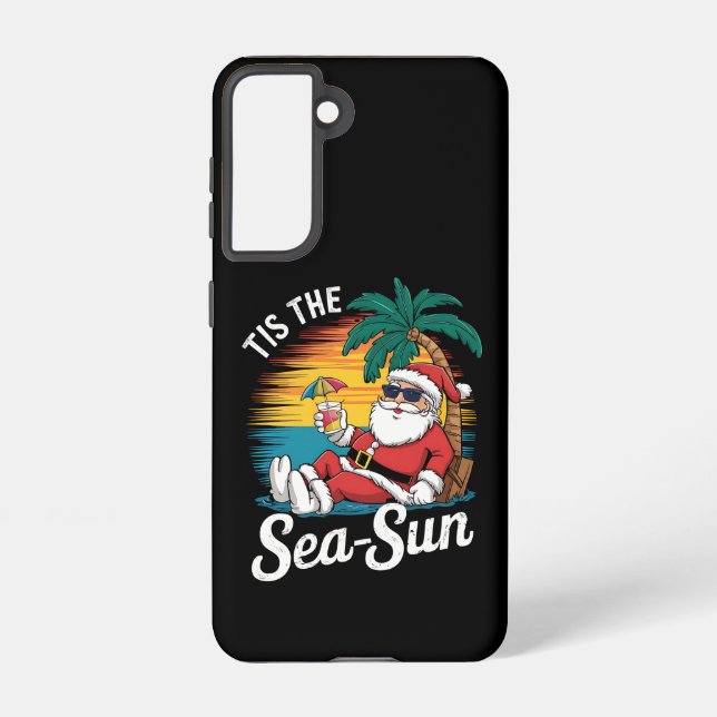 Tis The Sea Sun Santa Beach Christmas In Juy  Samsung Galaxy S21 Case (Back)
