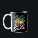 Tis The Sea Sun Santa Beach Christmas In Juy  Two-Tone Coffee Mug<br><div class="desc">Tis The Sea Sun Santa Beach Summer Christmas In July Summer</div>