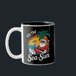 Tis The Sea Sun Santa Beach Christmas In Juy  Two-Tone Coffee Mug<br><div class="desc">Tis The Sea Sun Santa Beach Summer Christmas In July Summer</div>