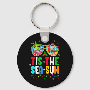 Tis The Sea Sun Santa Beach Summer Christmas In Ju Key Ring