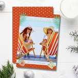 'Tis The Sea-sun Tropical Beach Summer Christmas Foil Holiday Card<br><div class="desc">'Tis The Sea-sun Tropical Beach Summer Christmas Cards Foil Holiday Cards features your favourite photo surrounded by a fun beach themed frame of flip flops, palm leaves and flowers with a slightly retro vintage vibe with real foil accents. Personalise the fun modern hand lettered script typography by editing the text...</div>