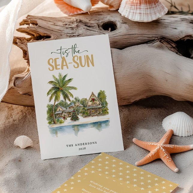 Tis the Sea-Sun Tropical Christmas Holiday Card (Creator Uploaded)