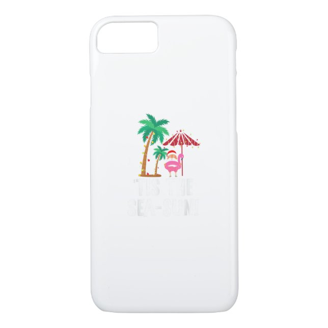 Tis The Sea-Sun Tropical Christmas Season Santa Fl Case-Mate iPhone Case (Back)