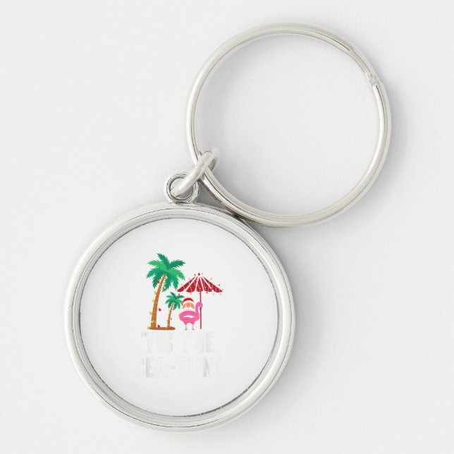 Tis The Sea-Sun Tropical Christmas Season Santa Fl Key Ring (Front)