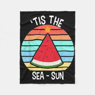 Tis The Sea Sun Watermelon Xmas In July Fleece Blanket
