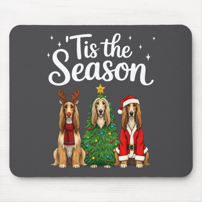 Tis The Season Afghan Hound Christmas Santa Dog Lo Mouse Mat (Front)
