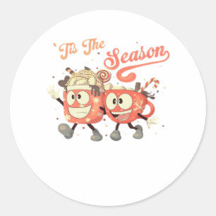 Tis The Season Art Treats With Retro Charm Classic Round Sticker