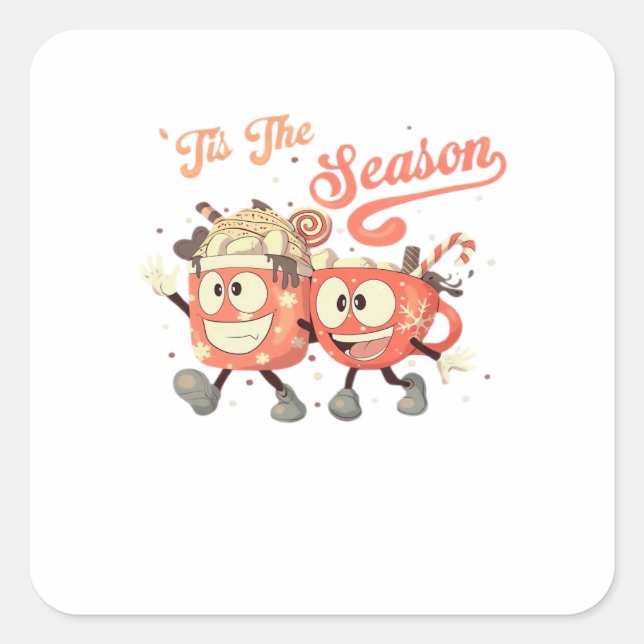 Tis The Season Art Treats With Retro Charm Square Sticker (Front)