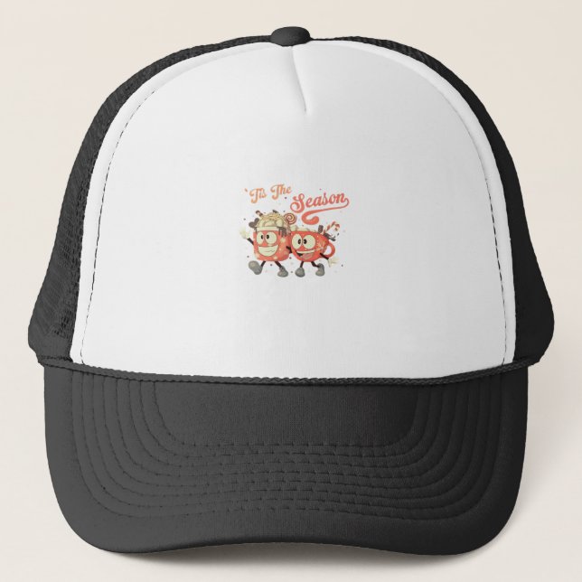 Tis The Season Art Treats With Retro Charm Trucker Hat (Front)