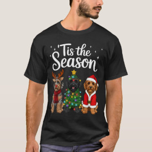 Tis The Season Aussiedoodle Christmas Santa Dog Lo T-Shirt