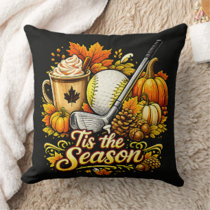 Tis The Season Autumn Golf Pumpkin Spice Coffee Cushion