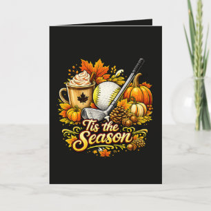 Tis The Season Autumn Golf Pumpkin Spice Coffee Holiday Card