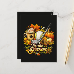 Tis The Season Autumn Golf Pumpkin Spice Coffee Holiday Postcard