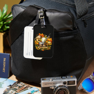 Tis The Season Autumn Golf Pumpkin Spice Coffee Luggage Tag