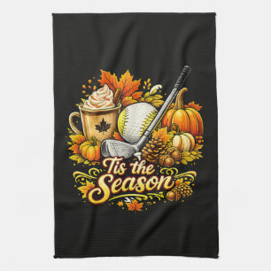 Tis The Season Autumn Golf Pumpkin Spice Coffee Tea Towel