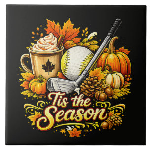 Tis The Season Autumn Golf Pumpkin Spice Coffee Tile