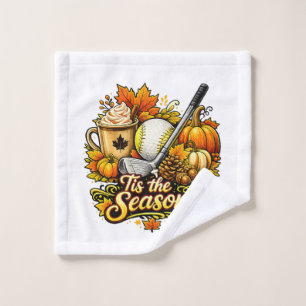 Tis The Season Autumn Golf Pumpkin Spice Coffee Wash Cloth