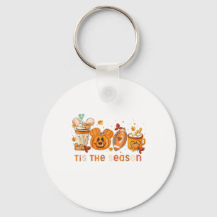 Tis The Season Autumn Halloween Pumpkin Fall Drink Key Ring