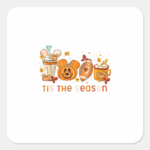 Tis The Season Autumn Halloween Pumpkin Fall Drink Square Sticker
