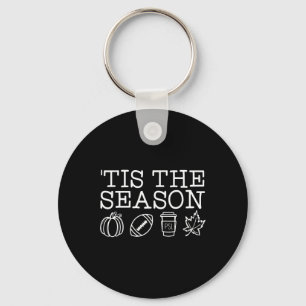 Tis the Season Autumn Pumpkins Cute Fall Leaves Me Key Ring