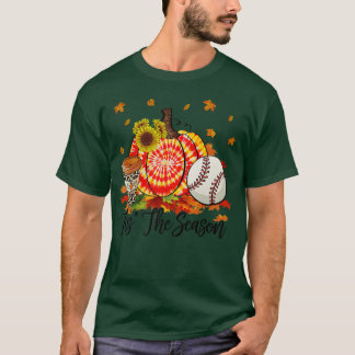 Tis The Season Baseball  Orange Tie Dye Pumpkin Fa T-Shirt