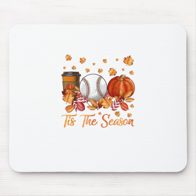 Tis The Season Baseball Pumpkin Autumn Fall Thanks Mouse Mat (Front)
