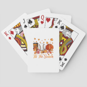 Tis The Season Baseball Pumpkin Autumn Fall Thanks Playing Cards