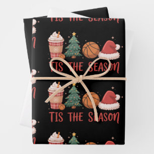 Tis The Season Basketball Lover Christmas Gift Wrapping Paper Sheet