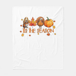 Tis The Season Basset Hound Dog Fall Thanksgiving  Fleece Blanket