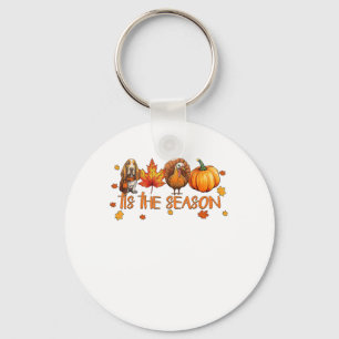 Tis The Season Basset Hound Dog Fall Thanksgiving  Key Ring
