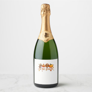 Tis The Season Basset Hound Dog Fall Thanksgiving Sparkling Wine Label