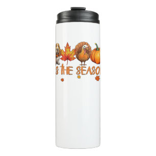 Tis The Season Basset Hound Dog Fall Thanksgiving Thermal Tumbler