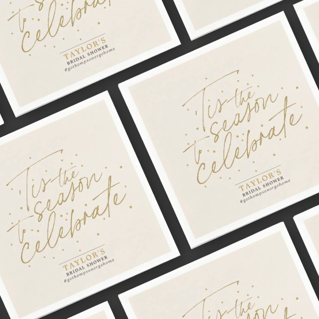 Tis the Season Beige Winter Bridal Shower  Napkin (Creator Uploaded)