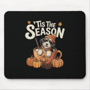 Tis The Season Bernedoodle Fall Coffee Autumn Pump Mouse Mat