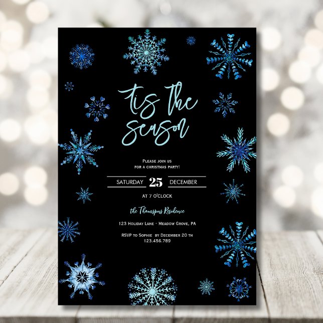 Tis the season black christmas party invitation (Creator Uploaded)