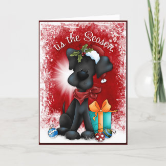 Tis the Season Black Lab Christmas Card