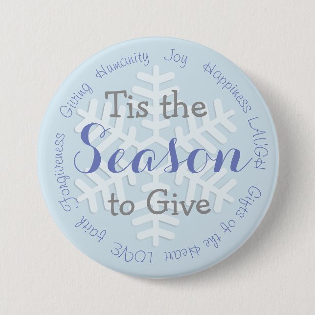 Tis the Season Blue Christmas Inspirational Button (Front)