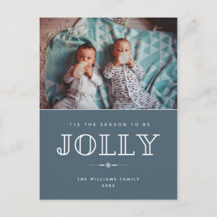 'Tis the Season Blue Photo Christmas Postcard