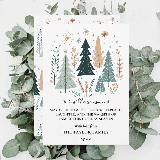 Tis the Season Boho Botanical Christmas Trees Holiday Card (Tis the Season Boho Botanical Christmas Trees Holiday Card
)