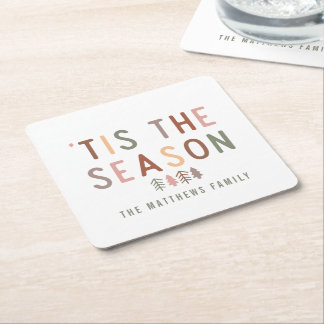 'Tis the Season Boho Square Paper Coaster