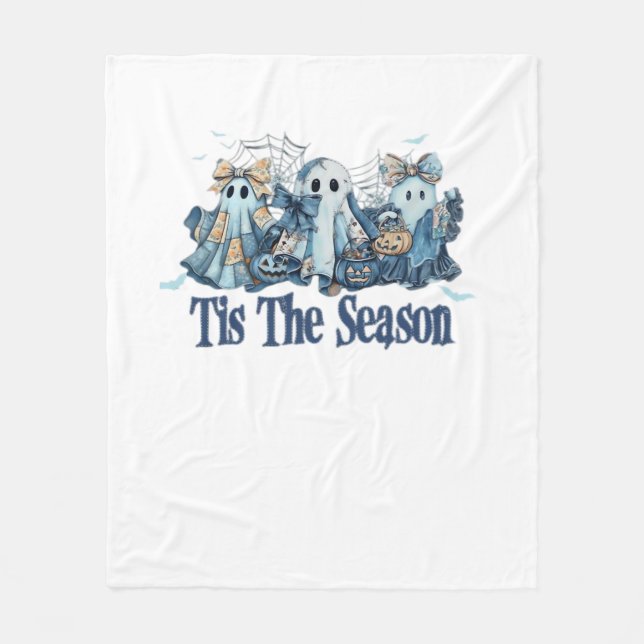 Tis The Season Boo Couquette Halloween Spooky Seas Fleece Blanket (Front)
