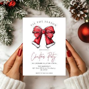 Tis the Season Bow with Santa Holiday Invitation