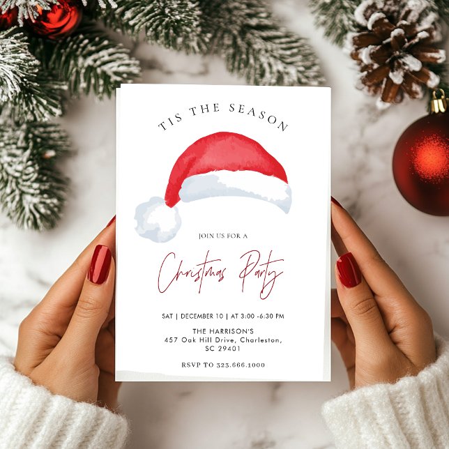 Tis the Season Bow with Santa Holiday Invitation (Creator Uploaded)