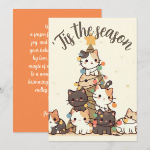 'Tis the season calico cat Christmas tree Holiday Card